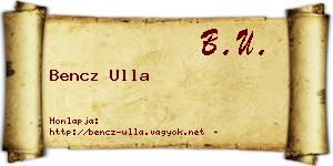 Bencz Ulla névjegykártya